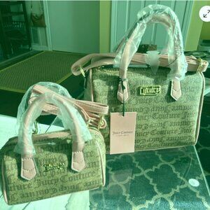 JUICY COUTURE Chestnut Chino Speedy LOGO Mommy & Me Purse Set New